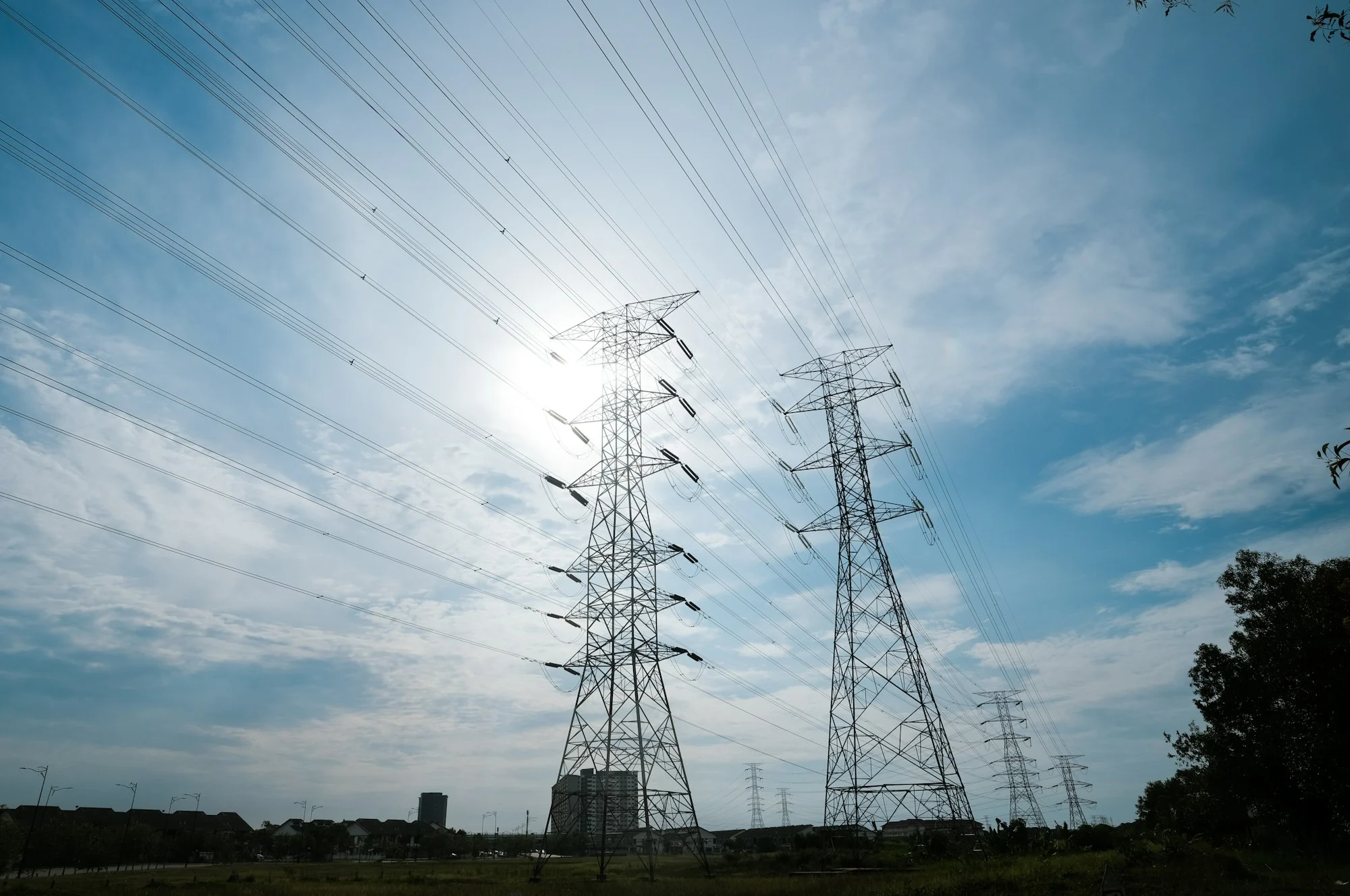 Low Shot Electric Transmission Tower